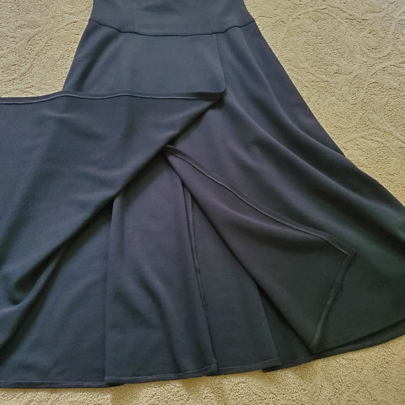 Womens DKNY Black Midi Flare Skirt Size 14 Faux Wrap Made In U. S. A. - Picture 3 of 9